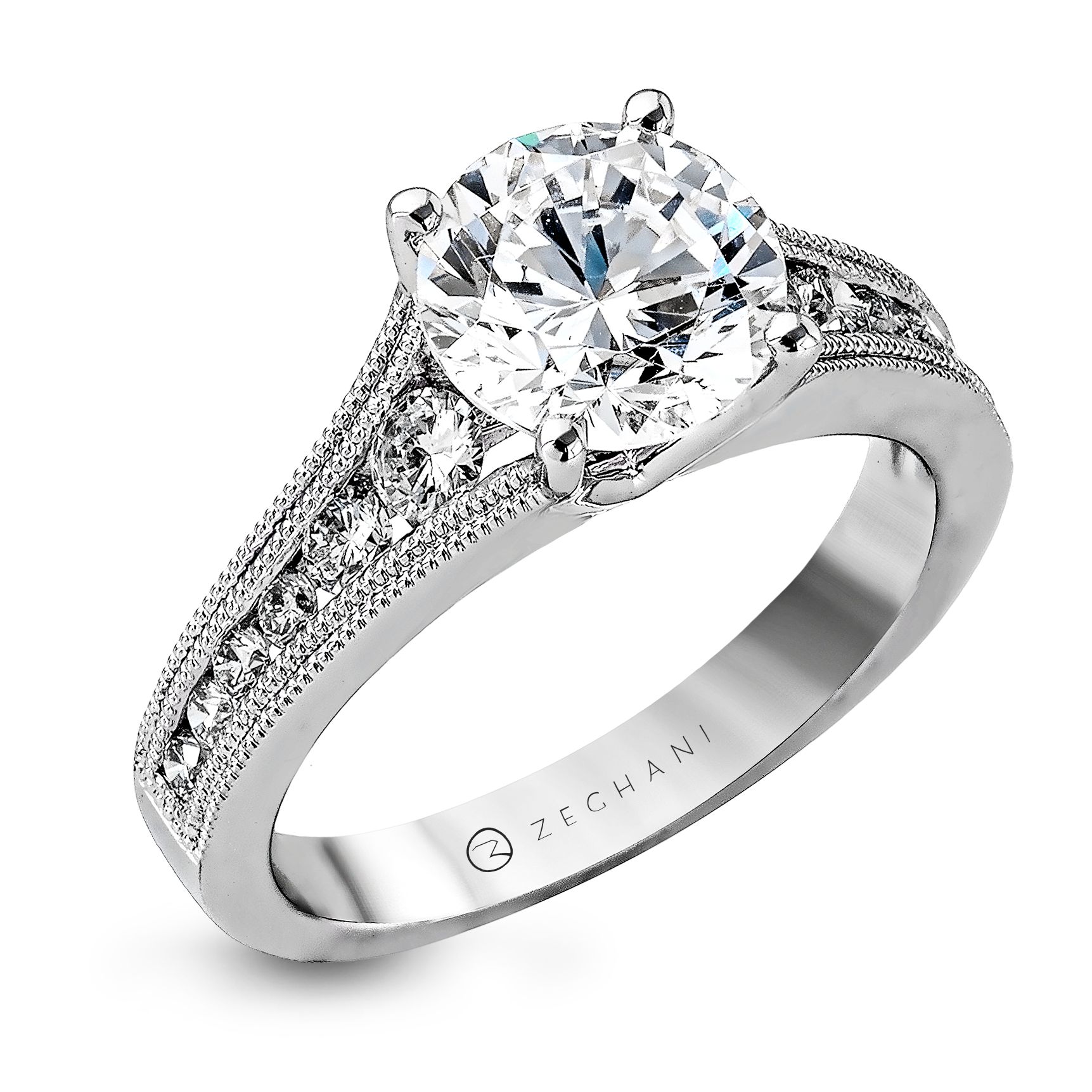 White Gold & Channel Set Diamond Engagement Ring