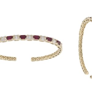 Ruby & Diamond Station Bangle Bracelet