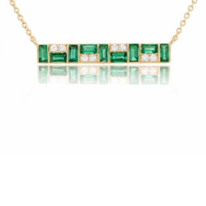 Emerald & Diamond Bar Necklace