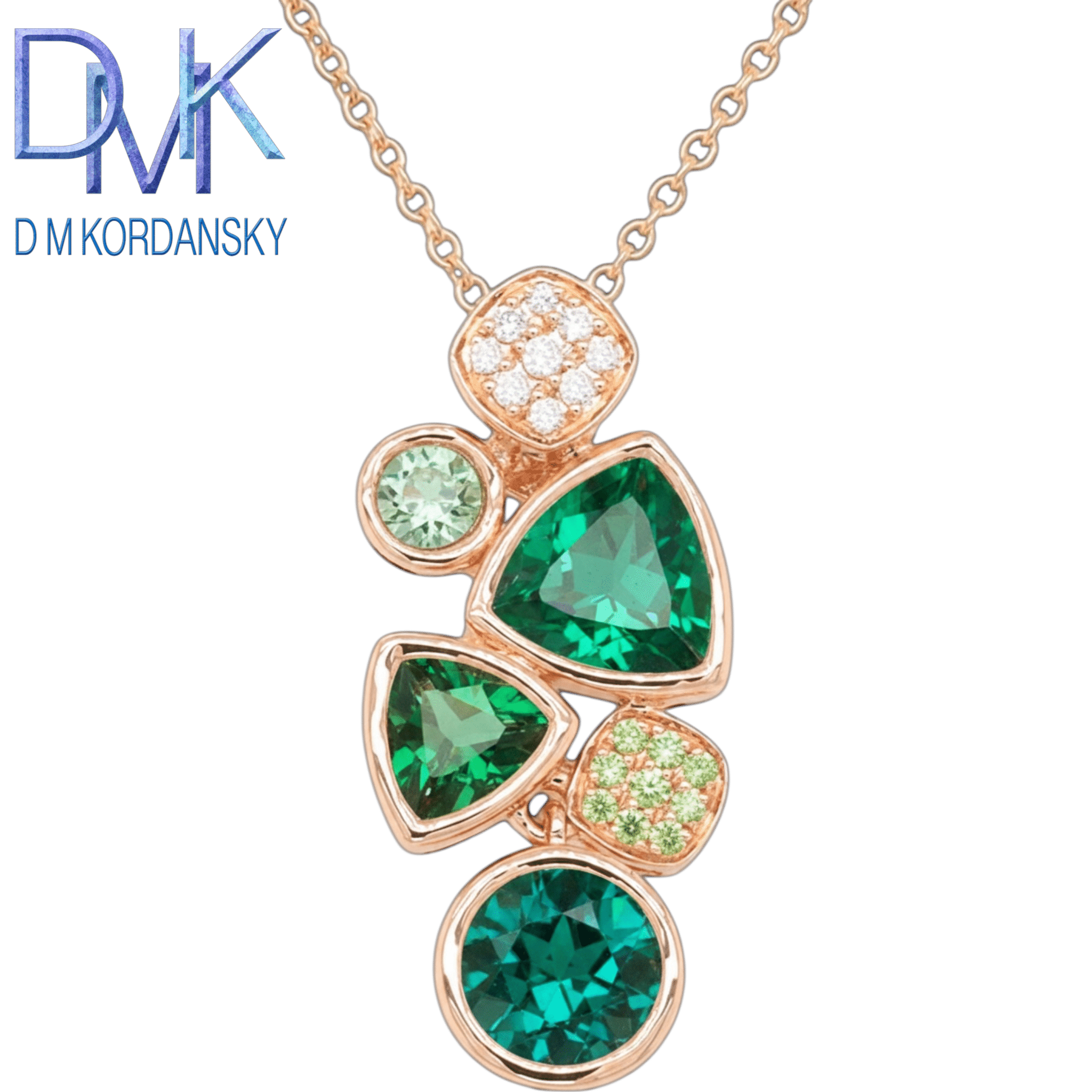 Green Garnet & Tourmaline Drop Pendant