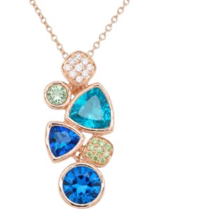 Blue Topaz & Diamond Drop Pendant