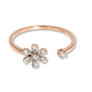 Rose Gold & Diamond Flower Cuff Ring