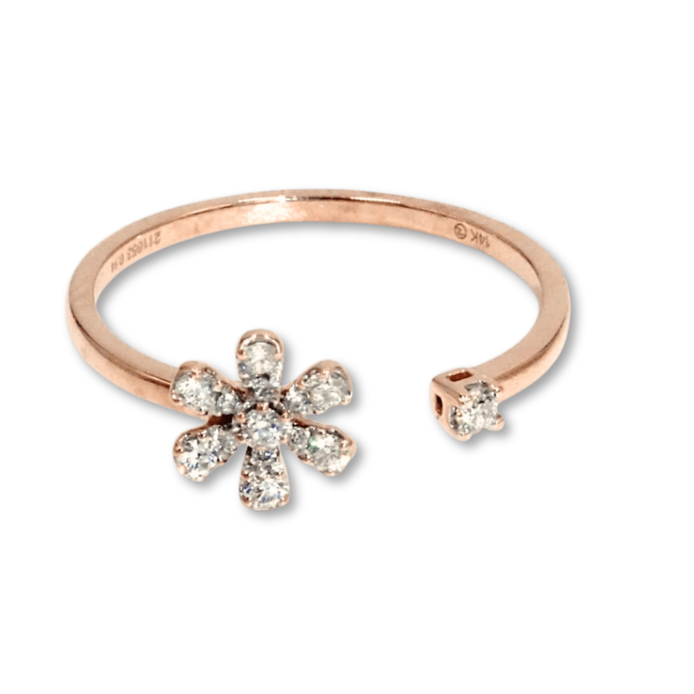 Rose Gold & Diamond Flower Cuff Ring