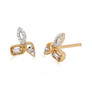 Gold & Diamond Geometric Earrings