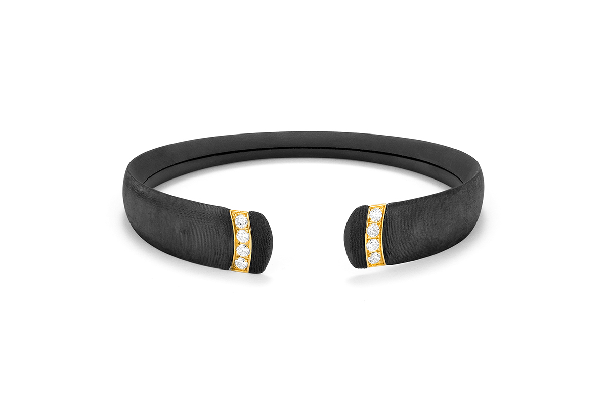 Black Titanium & Diamond Cuff Bracelet