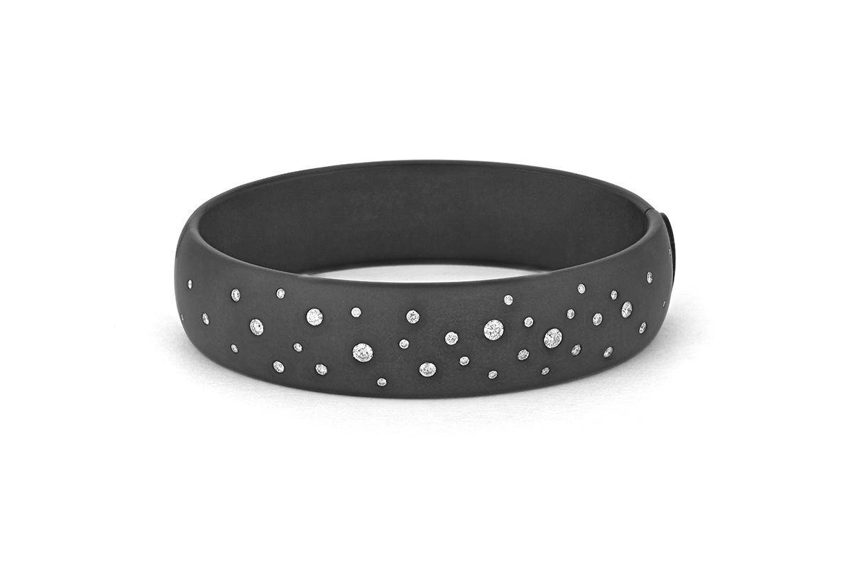 Black Titanium & Diamond Bangle