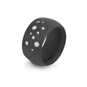 Black Titanium & Diamond Wide Fashion Band