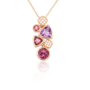 Amethyst & Diamond Drop Pendant