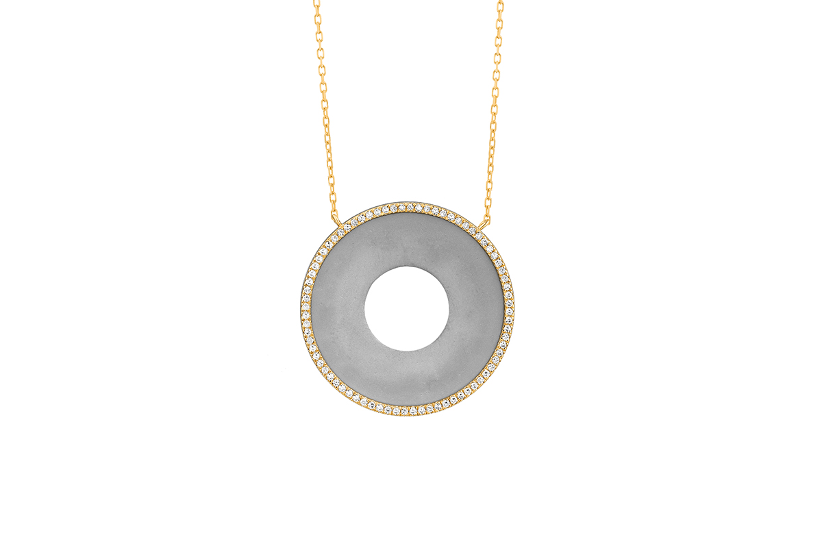 Titanium & Diamond Circle Necklace - Image 4
