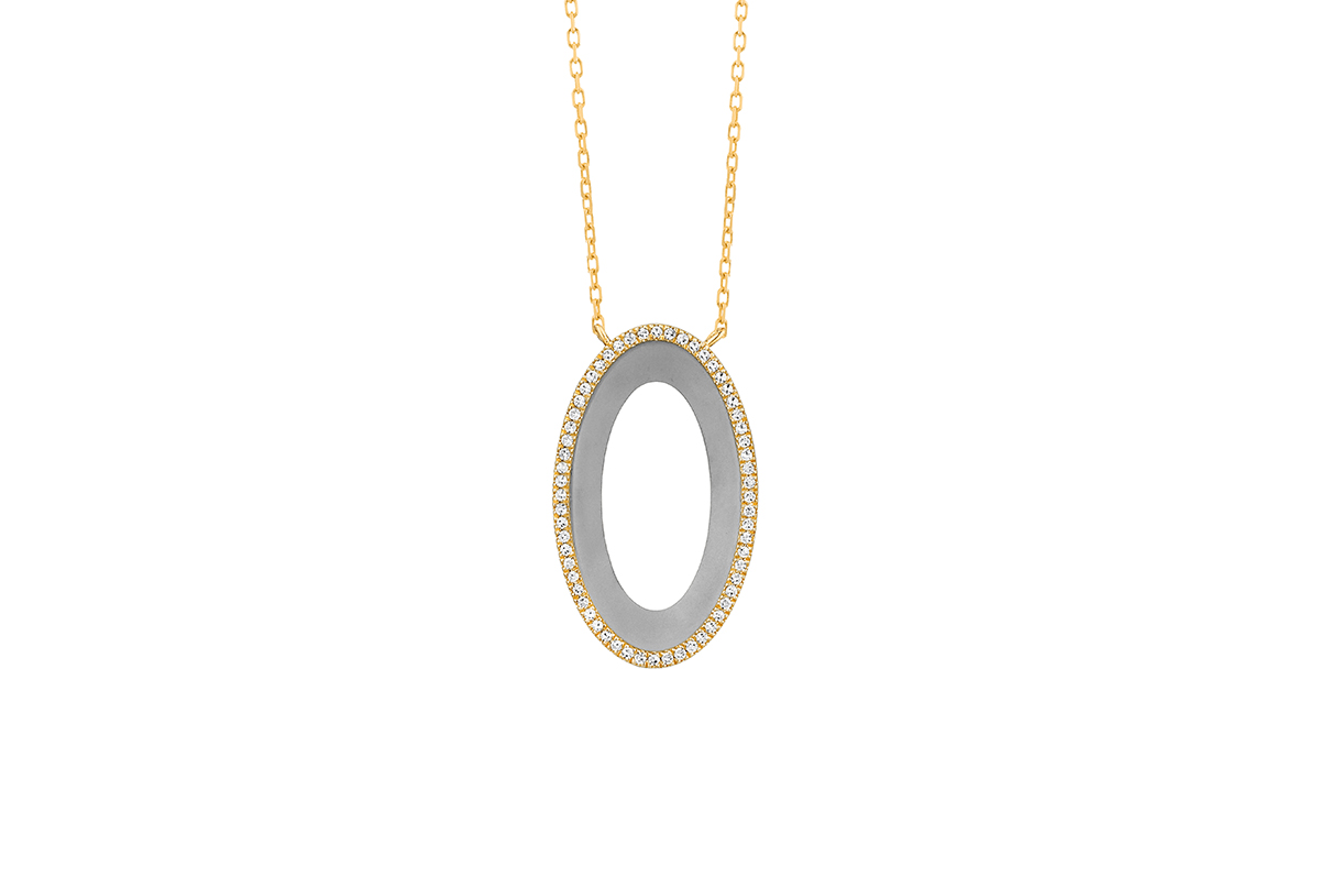Titanium & Diamond Circle Necklace - Image 3