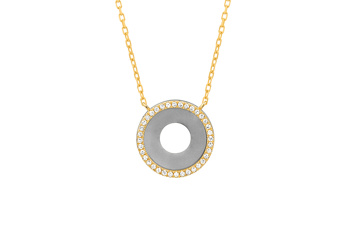Titanium & Diamond Circle Necklace