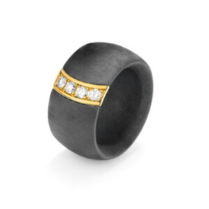 Titanium & Diamond Wide Band Fashion Ring