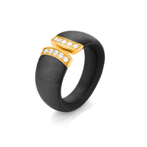 Black Titanium, Gold & Diamond Ring