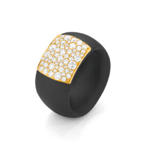 Black Titanium & Diamond Wide Band Fashion Ring