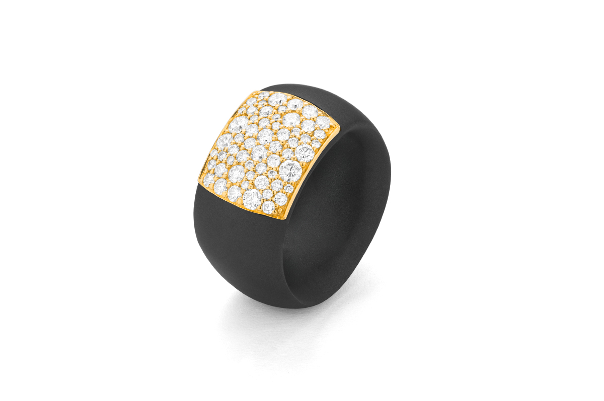 Black Titanium & Diamond Wide Band Fashion Ring